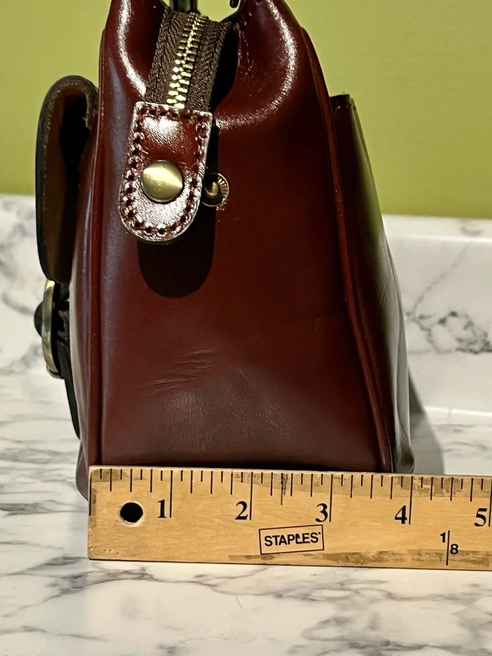 Patricia Nash Classic Brown Leather Top-Handle Bag with Detachable Strap